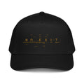 The NO EXIT Cap in black with fragmented gold NO EXIT graphic