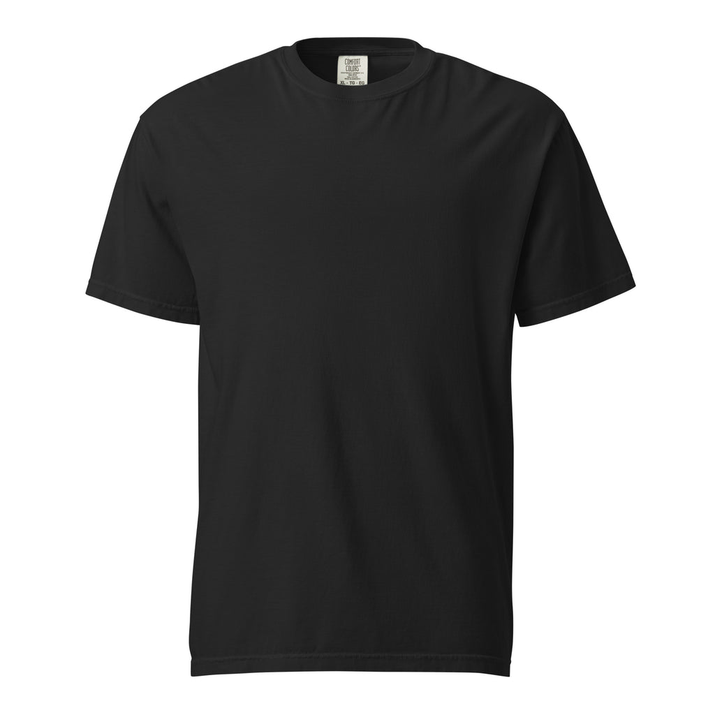 Front of The Way Home Tee by EVAREN, a black garment-dyed heavyweight T-shirt with a clean blank front.