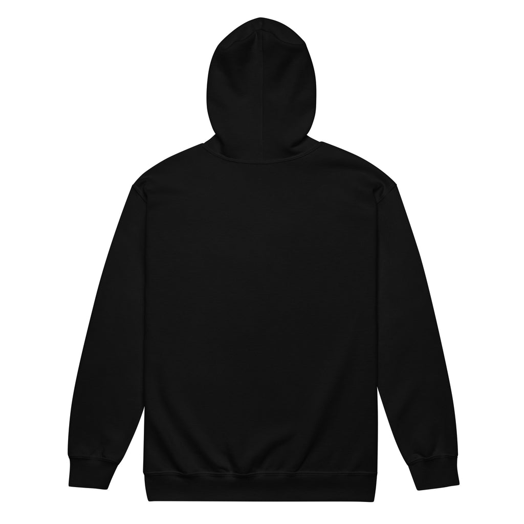 Back view of black EVAREN Side by Side Zip Hoodie with a clean minimal finish.