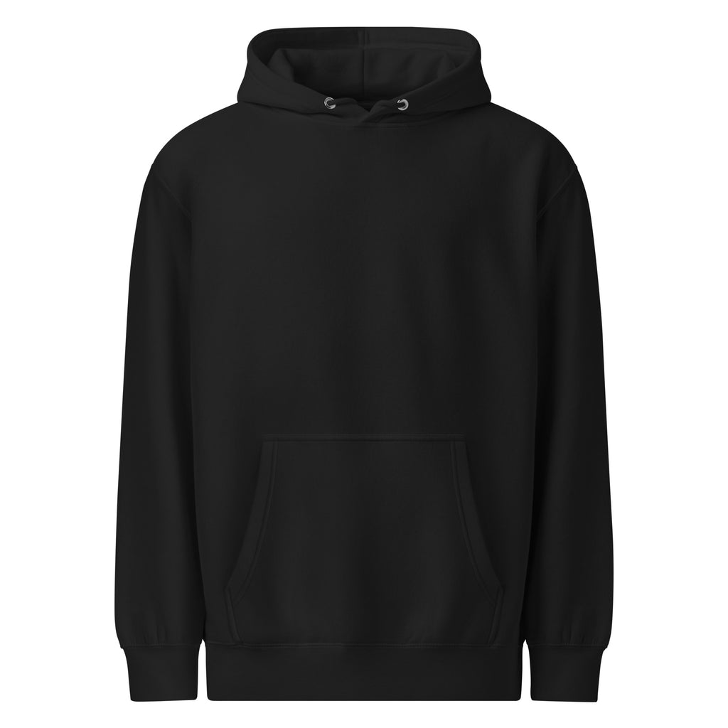 Front view of The Necessary Distance Hoodie in black with a clean, intentionally blank front.