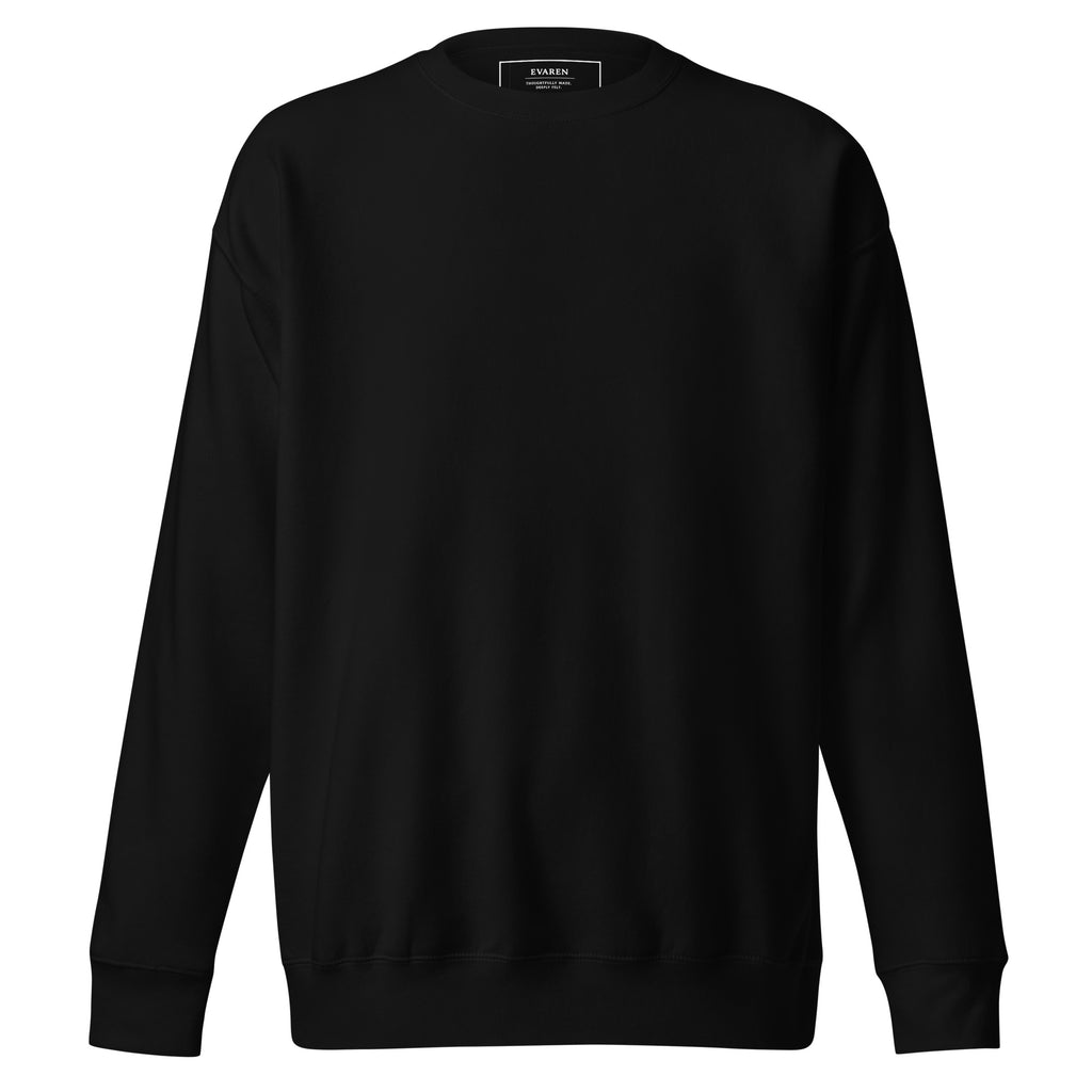 Front view of The Palimpsest Sweatshirt in black with a clean, unprinted front.